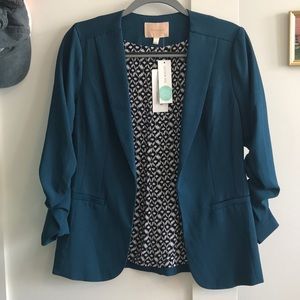 Raja Collarless Blazer - Teal Green